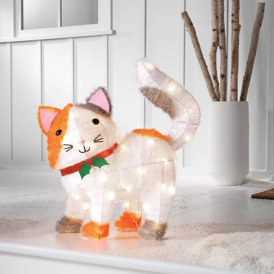 Incandescent Tinsel Calico Cat Christmas Novelty Sculpture Light With Clear Color Light Bulb - Wondershop™ 3 Incandescent Tinsel Calico Cat Christmas Novelty Sculpture Light With Clear Color Light Bulb - Wondershop™