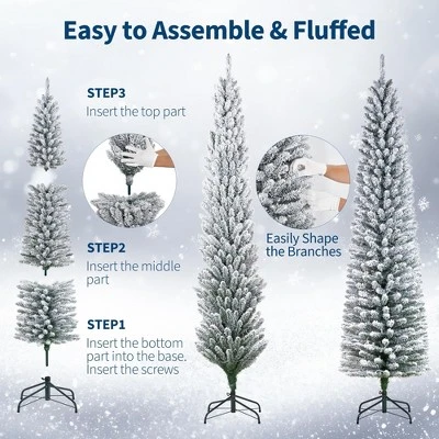 Artificial Christmas Tree – Snow Flocked Full Tree With Warm Incandescent Lights, Branch Tips & Foldable Stand, Holiday Decoration For Home & Party 6 Artificial Christmas Tree – Snow Flocked Full Tree With Warm Incandescent Lights, Branch Tips & Foldable Stand, Holiday Decoration For Home & Party - Image 4