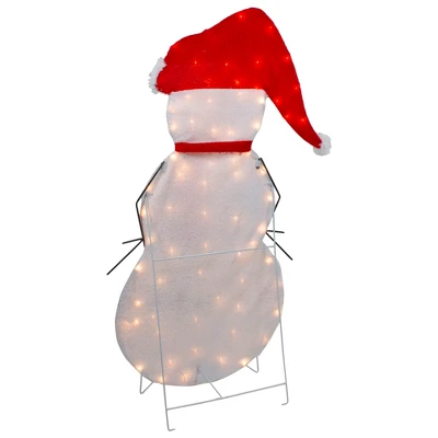 Northlight 42" Lighted 2D Chenille Snowman In Santa Hat Outdoor Christmas Decoration 7 Northlight 42" Lighted 2D Chenille Snowman In Santa Hat Outdoor Christmas Decoration - Image 5