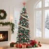 Pre-Lit Slim Christmas Tree With Warm White Lights, Pine Cones & Metal Stand — Weather-Resistant PVC Tips, 6/7.5/9/12 Ft -Northlight Sale GUEST 39b976e0 db95 47f0 9358 49bb376a8de9