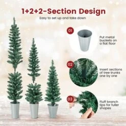 Costway Potted Artificial Christmas Tree Set Of 3 With 3/4/5 FT Faux Slim Pencil Trees 18 Costway Potted Artificial Christmas Tree Set Of 3 With 3/4/5 FT Faux Slim Pencil Trees -Northlight Sale GUEST 425aa151 9c5c 4717 b7e7 68ea6f3b59d2