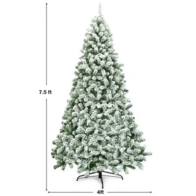 Costway 7.5FT Snow Flocked Artificial Christmas Tree Hinged W/1346 Tip And Foldable Base 5 Costway 7.5FT Snow Flocked Artificial Christmas Tree Hinged W/1346 Tip And Foldable Base - Image 3