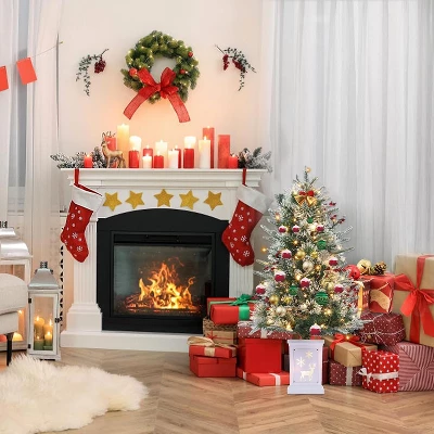 3FT Small Pre-Lit Artificial Christmas Tree With 78 LED Lights, Snow Flocked Xmas Tree With Red Berries, Pine Cones, Timer/Battery-Operated Base 9 3FT Small Pre-Lit Artificial Christmas Tree With 78 LED Lights, Snow Flocked Xmas Tree With Red Berries, Pine Cones, Timer/Battery-Operated Base - Image 7