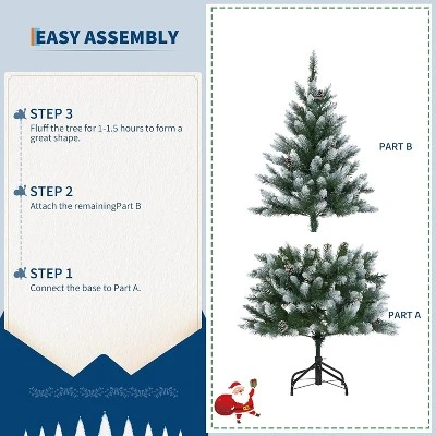 4.5/6/7.5/9ft Pre-Lit Artificial Christmas Tree With Pinecones, Warm White Lights, Hinged Branches, PVC Fir Tips, Easy Assembly 7 4.5/6/7.5/9ft Pre-Lit Artificial Christmas Tree With Pinecones, Warm White Lights, Hinged Branches, PVC Fir Tips, Easy Assembly - Image 5
