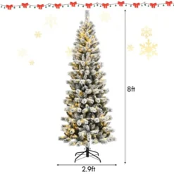 Costway 8FT Pre-Lit Hinged Christmas Tree Snow Flocked W/ 9 Modes Remote Control Lights -Northlight Sale GUEST 454e57d5 da32 4397 8c12 0659ead82cbd