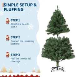 Artificial Christmas Tree, Unlit Full Classic Spruce Xmas Tree With 1450 PVC Branch Tips, Easy To Assemble With Hinge, Metal Foldable Base -Northlight Sale GUEST 45cd3431 391b 4cc8 8e68 025776c98ad5