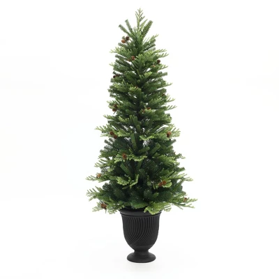 LuxenHome 4.5Ft Pre-Lit Artificial Pine Christmas Tree With Pinecones And Black Urn Planter Pot Green 10 LuxenHome 4.5Ft Pre-Lit Artificial Pine Christmas Tree With Pinecones And Black Urn Planter Pot Green - Image 8