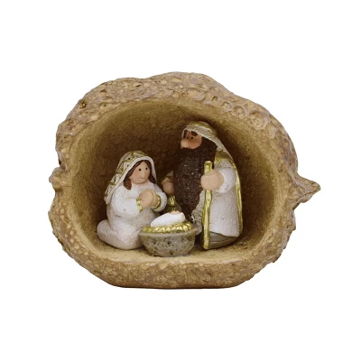 Transpac Gold Nut Shell Holy Family Decorative Object For Nativity Scene Christmas Tabletop Decoration Indoor Gift 3 Transpac Gold Nut Shell Holy Family Decorative Object For Nativity Scene Christmas Tabletop Decoration Indoor Gift