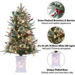 3FT Small Pre-Lit Artificial Christmas Tree With 78 LED Lights, Snow Flocked Xmas Tree With Red Berries, Pine Cones, Timer/Battery-Operated Base 12 3FT Small Pre-Lit Artificial Christmas Tree With 78 LED Lights, Snow Flocked Xmas Tree With Red Berries, Pine Cones, Timer/Battery-Operated Base -Northlight Sale GUEST 4bcd1a6d 3996 4a08 b3a3 3070c6028b79
