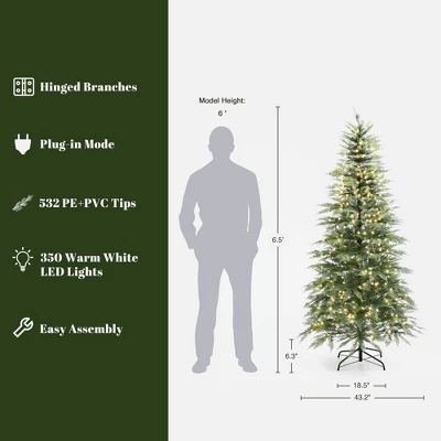 LuxenHome 6.5Ft Pre-Lit Green Cypress Artificial Christmas Tree With Metal Stand 3 LuxenHome 6.5Ft Pre-Lit Green Cypress Artificial Christmas Tree With Metal Stand - Image 2