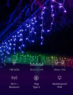 Twinkly Icicle App-Controlled LED Christmas Lights With 190 RGB (16 Million Colors) LEDs. Clear Wire. Indoor And Outdoor Smart Lighting Decoration -Northlight Sale GUEST 4ec2a378 4742 41fc bb46 2b07a3f1fa94