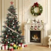 Pre-Lit Slim Aspen Fir Artificial Christmas Tree | 350 UL Clear Lights, Metal Stand
