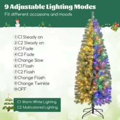 Costway 4.5/6.5/7.5/9 FT Artificial Xmas Tree With 256/556/724/1168 Branch Tips 100/200/250/500 LED Lights 9 Lighting Modes -Northlight Sale GUEST 4f8a61dd d261 497b 83f9 c2229883854d