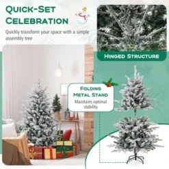 Costway 4.5/6/7 FT Flocked Christmas Tree With 8 Lighting Modes 160/260/350 Multi-Color LED Lights -Northlight Sale GUEST 51410061 3cd8 43e7 b1b8 007ad7208811