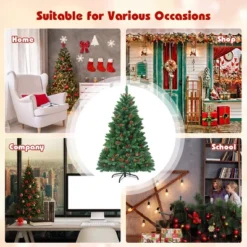 Costway 4.5Ft6.5Ft7.5Ft Pre-lit Hinged Christmas Tree W/ Pine Cones Red Berries And 300450450 LED Lights -Northlight Sale GUEST 527abc8f 3be4 44c3 81af 3d55bfdca528