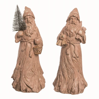 Transpac Resin Wood Carved Santa Figurine Set Of 2 Christmas Home Decorations For Festive Decor 3 Transpac Resin Wood Carved Santa Figurine Set Of 2 Christmas Home Decorations For Festive Decor