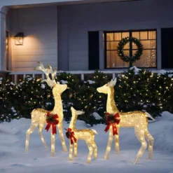 LuxenHome Lighted White & Gold Glitter Deer Family Set, Indoor/Outdoor Christmas Decoration White, Gold, Red, Green 15 LuxenHome Lighted White & Gold Glitter Deer Family Set, Indoor/Outdoor Christmas Decoration White, Gold, Red, Green -Northlight Sale GUEST 53eab002 b7a9 4839 b384 a5ab8c73b78e