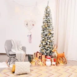 Costway 4.5/6/7.5 Ft Unlit Hinged Snow Flocked Artificial Pencil Christmas Tree With 242/500/641 Branch -Northlight Sale GUEST 560f2bf4 38c8 4265 886c 2dd9c4bfe7df