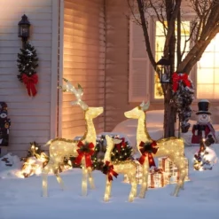 LuxenHome Lighted White & Gold Glitter Deer Family Set, Indoor/Outdoor Christmas Decoration White, Gold, Red, Green 14 LuxenHome Lighted White & Gold Glitter Deer Family Set, Indoor/Outdoor Christmas Decoration White, Gold, Red, Green -Northlight Sale GUEST 59488fd0 c522 4431 bba4 88cc186f9649
