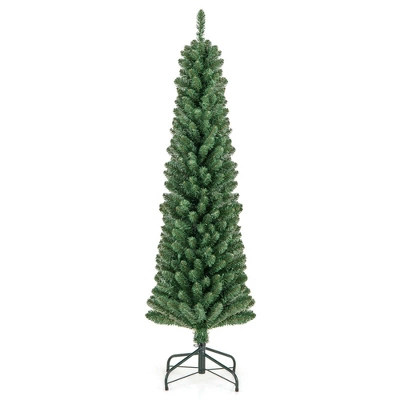 Costway 5/6/7/8 FT Pencil Christmas Tree With 295/392/523/671 Memory Wire Branch Tips 110/140/190/250 LED Lights For Home 11 Costway 5/6/7/8 FT Pencil Christmas Tree With 295/392/523/671 Memory Wire Branch Tips 110/140/190/250 LED Lights For Home - Image 9