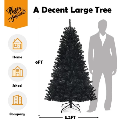 Costway 6ft Pre-lit PVC Christmas Halloween Tree Black W/ 250 Purple LED Lights 5 Costway 6ft Pre-lit PVC Christmas Halloween Tree Black W/ 250 Purple LED Lights - Image 3