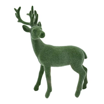 Transpac Green Flock Deer Figurine Decorative Object For Christmas Tabletop Decoration Gift For Collectors And Holiday Decor 3 Transpac Green Flock Deer Figurine Decorative Object For Christmas Tabletop Decoration Gift For Collectors And Holiday Decor