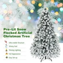 Costway 6ft/7.5ft/9ft Pre-Lit Premium Snow Flocked Hinged Artificial Christmas Tree With 250 Lights/450 Light/550 Lights -Northlight Sale GUEST 5a56f491 48aa 4749 808b d16f40d9670f