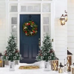 3FT Pre Lit Premium Potted Flocked Arctic Fir Christmas Tree , Artificial Mini Pre Lit Xmas Tree Christmas Decoration Snowman White Base -Northlight Sale GUEST 5bdd5b86 cc66 4bd0 996b f059956ad983