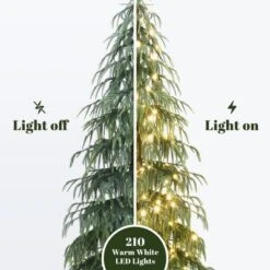 LuxenHome 6.5Ft Pre-Lit Slim Artificial Cedar Christmas Tree With Metal Stand Green -Northlight Sale GUEST 5c000f81 42f3 442d 989a d6e8a7563ab6