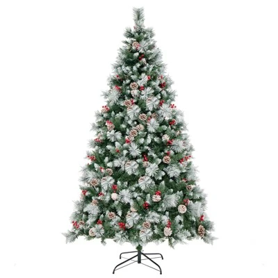 Costway 7 FT Pre-Lit Artificial Christmas Tree Hinged With Pine Needles 400 LED Lights 11 Costway 7 FT Pre-Lit Artificial Christmas Tree Hinged With Pine Needles 400 LED Lights - Image 9