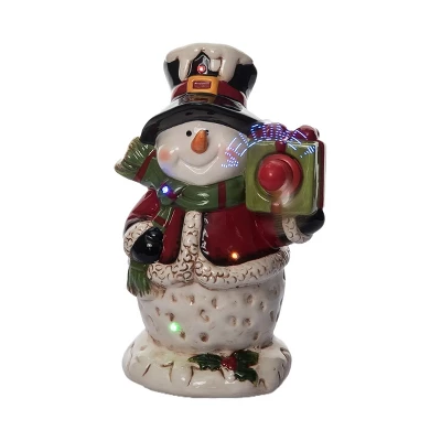 Transpac Dolomite Light Up Snowman With Gift Box And Music - Festive Christmas Decorative Object For Holiday Cheer 3 Transpac Dolomite Light Up Snowman With Gift Box And Music - Festive Christmas Decorative Object For Holiday Cheer