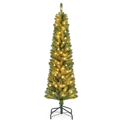 Costway 5/6/7/8 FT Pencil Christmas Tree With 295/392/523/671 Memory Wire Branch Tips 110/140/190/250 LED Lights For Home 12 Costway 5/6/7/8 FT Pencil Christmas Tree With 295/392/523/671 Memory Wire Branch Tips 110/140/190/250 LED Lights For Home - Image 10
