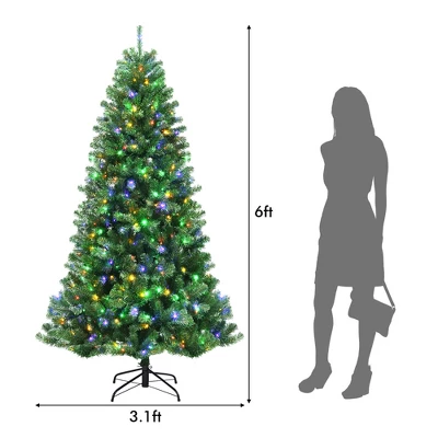 Costway 6ft Pre-lit Hinged Christmas Tree W/ Remote Control & 9 Lighting Modes 4 Costway 6ft Pre-lit Hinged Christmas Tree W/ Remote Control & 9 Lighting Modes - Image 2