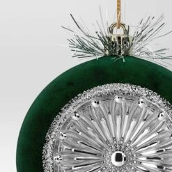 Christmas Flocking Ornament With Reflector Dark Green - Wondershop™ -Northlight Sale GUEST 5ebcae58 31ed 45f9 9f9b 415a353f49ac