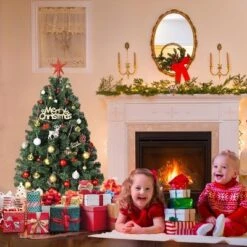 Garvee Flocked Christmas Tree, Prelit Snowy Tree With 8 Modes, Foldable Stand, Foot Pedal, Holiday Home Decoration, White Flock -Northlight Sale GUEST 617b29ca 5e97 4cb5 85c8 5eb1920c994d