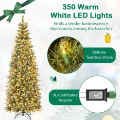 Costway 7 FT Pre-Lit Artificial Christmas Tree With 818 Snowy Branch Tips 350 LED Lights 15 Costway 7 FT Pre-Lit Artificial Christmas Tree With 818 Snowy Branch Tips 350 LED Lights -Northlight Sale GUEST 6228fb56 2e84 4021 8a98 a6a98f9921f4