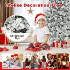 Costway 6 FT/7FT/8FT Pre-Lit Christmas Tree 3-Minute Quick Shape Flocked Decor With 300/450/600 LED Lights -Northlight Sale GUEST 64382a7c 8f0b 4517 8934 9f62a63f27b3