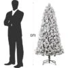 Artificial Christmas Tree With White Lights & Foldabe Metal Stand, Flocked Christmas Pine Trees For Home, Holiday Decoration