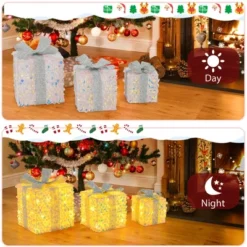 Tangkula Set Of 3 Christmas Lighted Gift Boxes Pre-lit 90 LED Light Up Present Box Decorations With Bows And Plug -Northlight Sale GUEST 67a13111 8865 4f1f bcb6 e6351686522a