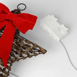 30ct Battery Operated Christmas Hanging Twisted Faux Rattan Star With Red Velvet Bow - Warm White Lights - Wondershop™ -Northlight Sale GUEST 6ab43f64 a325 4d29 b3c7 108e287e4eee