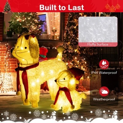 Tangkula 2-Piece Christmas Lighted Dogs 3D Xmas Light-up Cute Poodle With 60 LED Lights Red Scarves Zip Ties & Ground Stakes 8 Tangkula 2-Piece Christmas Lighted Dogs 3D Xmas Light-up Cute Poodle With 60 LED Lights Red Scarves Zip Ties & Ground Stakes - Image 6