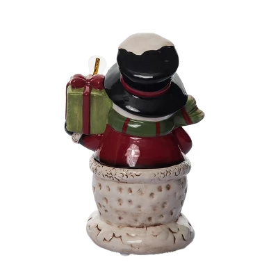 Transpac Dolomite Light Up Snowman With Gift Box And Music - Festive Christmas Decorative Object For Holiday Cheer 6 Transpac Dolomite Light Up Snowman With Gift Box And Music - Festive Christmas Decorative Object For Holiday Cheer - Image 4