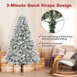 Costway 6 FT/7FT/8FT Pre-Lit Christmas Tree 3-Minute Quick Shape Flocked Decor With 300/450/600 LED Lights -Northlight Sale GUEST 6c556861 5795 4b98 99d1 4afb5c0d0f49