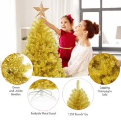 Costway 7.5Ft Hinged Unlit Artificial Tinsel Christmas Tree Holiday,Silver ,Gold 21 Costway 7.5Ft Hinged Unlit Artificial Tinsel Christmas Tree Holiday,Silver ,Gold -Northlight Sale GUEST 6dbe85cb 6d01 4b7d 85d4 329dc0561124