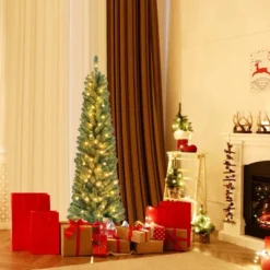 Costway 5/6/7/8 FT Pencil Christmas Tree With 295/392/523/671 Memory Wire Branch Tips 110/140/190/250 LED Lights For Home 17 Costway 5/6/7/8 FT Pencil Christmas Tree With 295/392/523/671 Memory Wire Branch Tips 110/140/190/250 LED Lights For Home -Northlight Sale GUEST 72e116fc 79f2 404e a6c6 b3107a4bf6a9