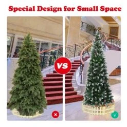 Costway 7.5ft Snow Flocked Pencil Christmas Tree Hinged Pine Cones -Northlight Sale GUEST 76676499 3169 431d ab5c 6c98abfdbcc2