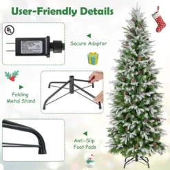 Costway 6/7.5/9 FT Flocked Christmas Tree With 671/913/1310 PE PVC Branch Tips 280/350/470 Warm White LED Lights 17 Costway 6/7.5/9 FT Flocked Christmas Tree With 671/913/1310 PE PVC Branch Tips 280/350/470 Warm White LED Lights -Northlight Sale GUEST 7707796a 5cab 4b0d 8777 46d7203bfeb8
