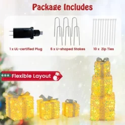 Tangkula Set Of 3 Christmas Lighted Gift Boxes Pre-lit 90 LED Light Up Present Box Decorations With Bows And Plug -Northlight Sale GUEST 77c9ca47 dac4 4d5f bb93 2c67b8a24c05