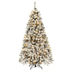 Costway 6ft/7.5ft/9ft Pre-Lit Premium Snow Flocked Hinged Artificial Christmas Tree With 250 Lights/450 Light/550 Lights -Northlight Sale GUEST 78ba1d53 b2da 4926 b9ea 9bcf91daaee3
