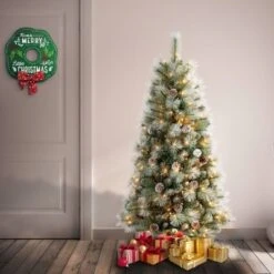 National Tree Company First Traditions Pre-Lit Perry Pine Hinged Artificial Christmas Tree Clear Lights